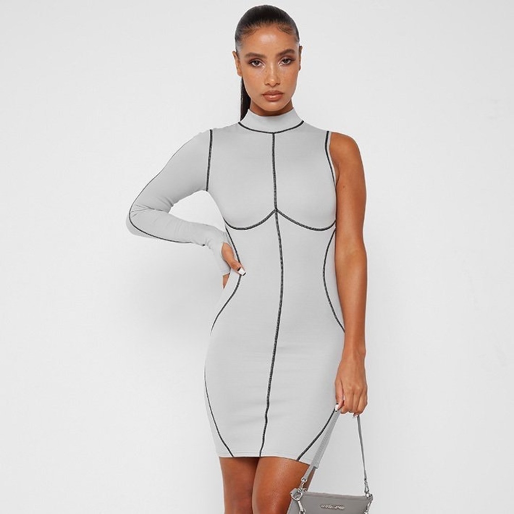 Sexy One Sleeved Body-con Stitch Dress